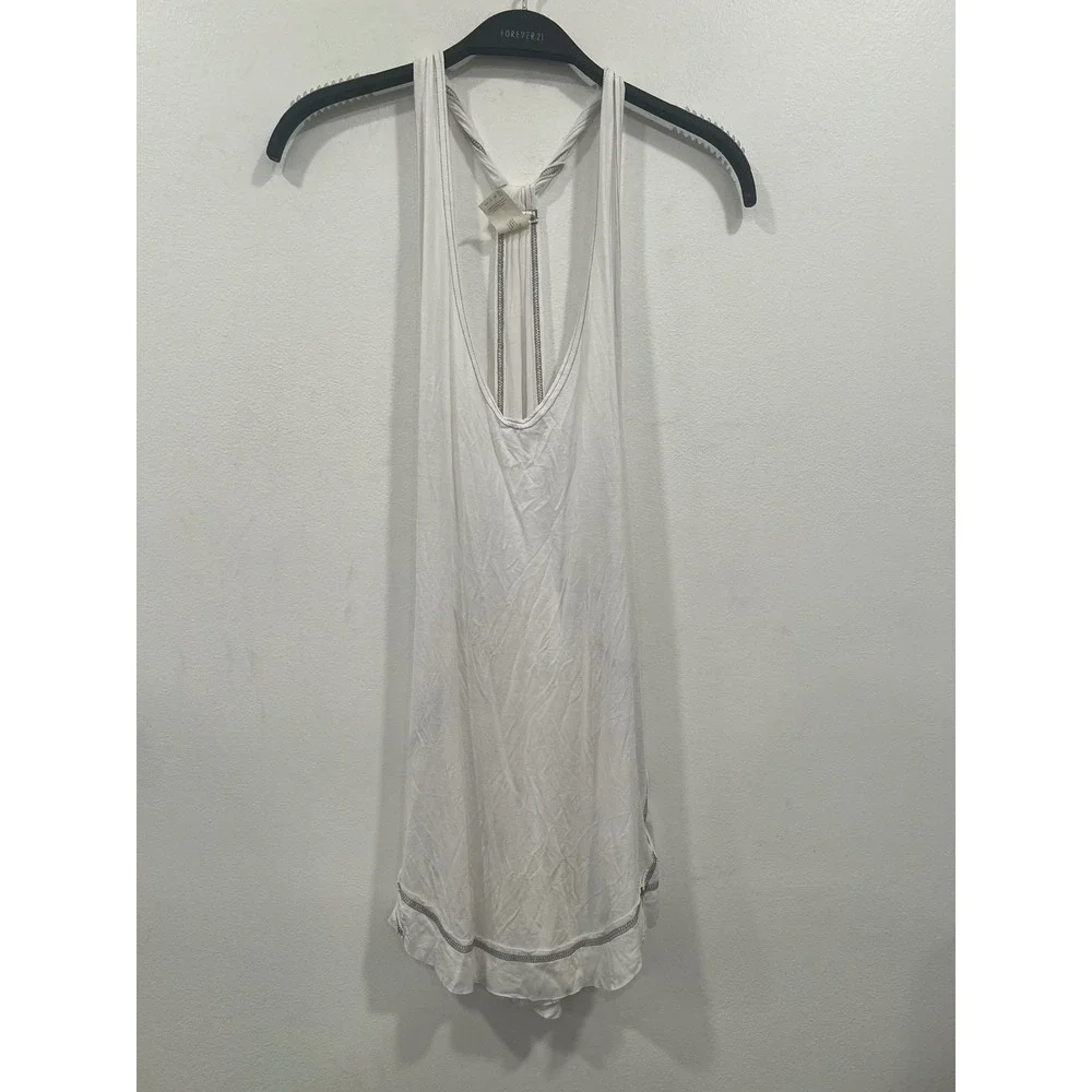 Free People Tank Top Womens Large White New Nectrine Racerback Scoop Neck Soft
